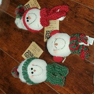 Set of 3 Cloth Snowman Ornanents